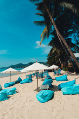 White beach and seaside chairs,relax in summer