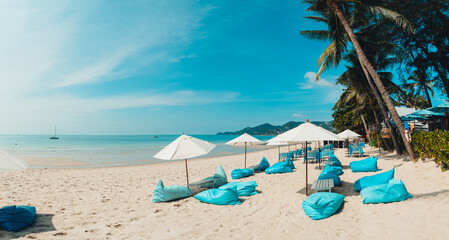 White beach and seaside chairs,relax in summer