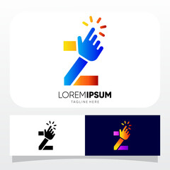 Letter Z Hand Clicking Finger Cursor Mouse Logo Design Vector Icon Graphic Emblem Illustration