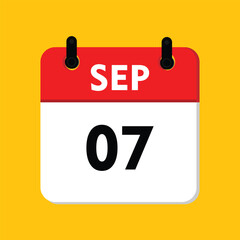 calender icon, 07 september icon with yellow background