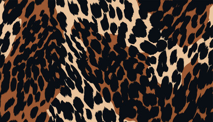 Modern hand drawn abstract leopard skin pattern. Collage black and white print. Fashionable template for design