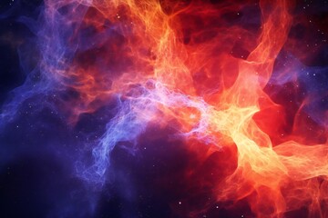 Red and blue fire trails with particles background Generative AI