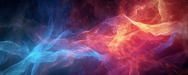 Red and blue fire trails with particles background Generative AI