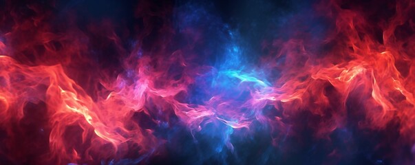 Fototapeta premium Red and blue fire trails with particles background Generative AI
