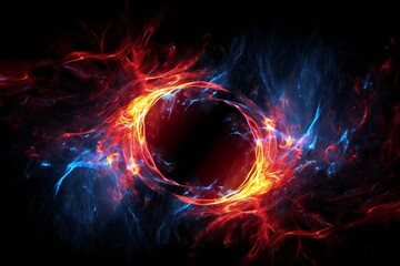 Red and blue fire trails with particles background Generative AI