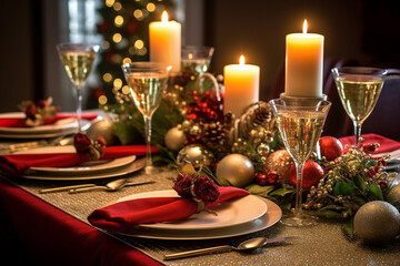 table setting for christmas dinner