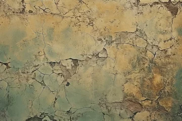 Wall murals Old dirty textured wall Brown green old concrete wall surface. Dark olive color. Close-up. Rough background for design. Distressed, cracked, broken, crumbled