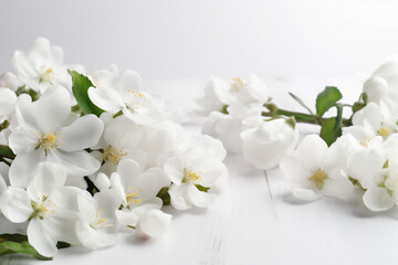 flower celebration beautiful blossom floral nature white spring decorative wedding background. Generative AI.