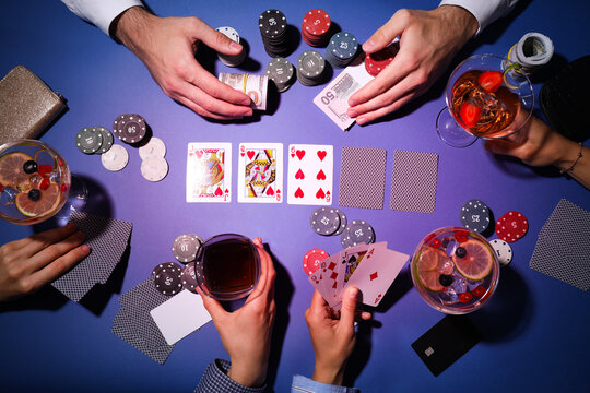 Poker game and gambling business, top view