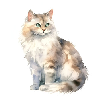 British kitten on white, watercolour, drawing, colour, backdrop, picture 