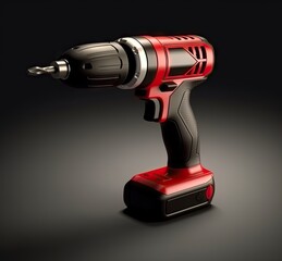 electric cordless screwdriver drill isolated on white background, created with Generative AI technology