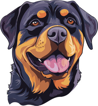 Rottweiler Vigilance Powerful Dog Vector Illustration