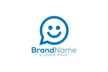 Happy chat logo design template