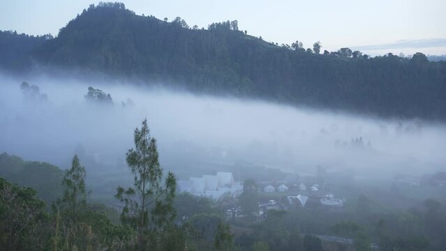 Lake Batur Volcano Looking at Mount Abang in Kintamani Bali in The Morning