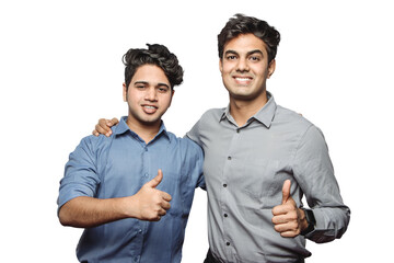 PGN of businessmen partnership with thumbs up or successful partnership for profitable business...
