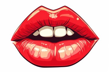 Woman lips sticker on white background