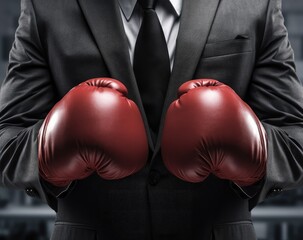 businessman in boxing gloves created with Generative AI technology