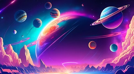galaxy planet in space colorful
