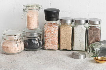 Jars with assorted speciality salt