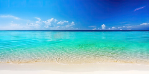 Fototapeta na wymiar Empty beach with turquoise ocean- Generative AI