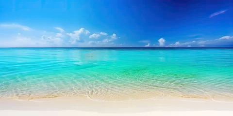 Tableau sur plexiglas Plage et Mer Empty beach with turquoise ocean- Generative AI  © Zerbor