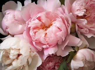 Pink peony isolated close up created with Generative AI technology