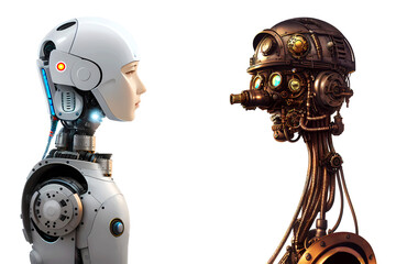 Fototapeta premium the meeting of the technologies of the past with the technologies of the future. created with AI