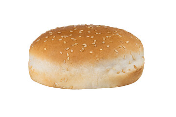Burger buns empty isolated on white background. With clipping path. Full depth of field. Focus stacking. PNG