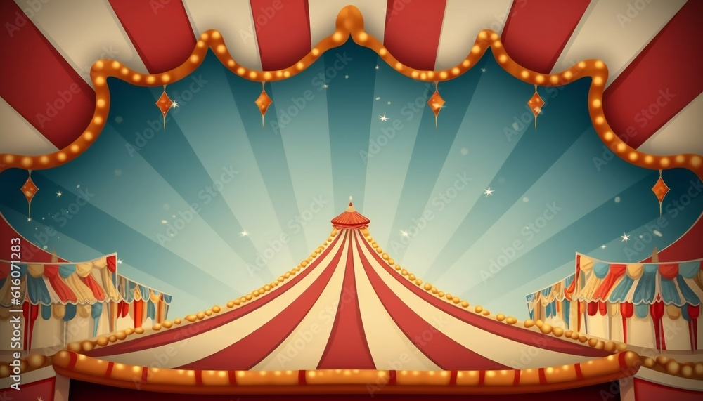 Wall mural circus frame background circus tent background with copy space. generative ai