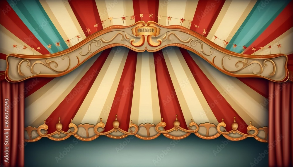 Wall mural circus frame background circus tent background with copy space. generative ai