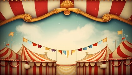 Circus frame background circus tent background with copy space. Generative ai