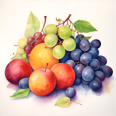 fruits and vegetable, watercolour, drawing, colour, backdrop, picture 