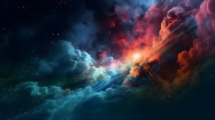 Obraz na płótnie Canvas Stary night cosmos ,Colorful space galaxy cloud nebula ,generative ai