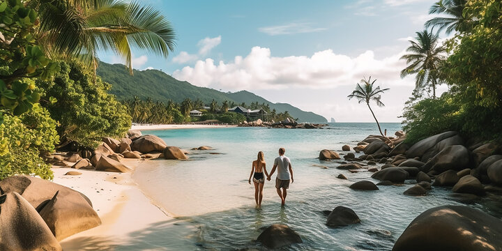 Urlauber P&auml;rrchen auf den Seychellen KI