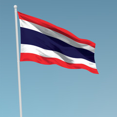Waving flag of Thailand on flagpole. Template for independence day