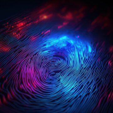 conceptual illustration on the cyber security theme, digital fingerprint identity, ai tools generated image