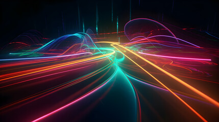 Colorful glowing lines ,abstract neon background ,generative ai