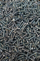 Metallic steel gray bolts. Fixture for repair