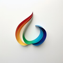 Minimalistic colored paper cut logo representing a message, white background Generative AI