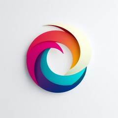 Minimalistic colored paper cut logo representing a message, white background Generative AI