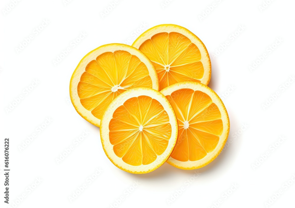 Poster orange slices on white background created with generative ai technology