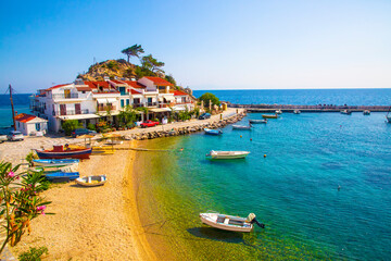 Naklejka na ściany i meble Kokkari Harbour view. Kokkari is the most populer village in Samos Island.