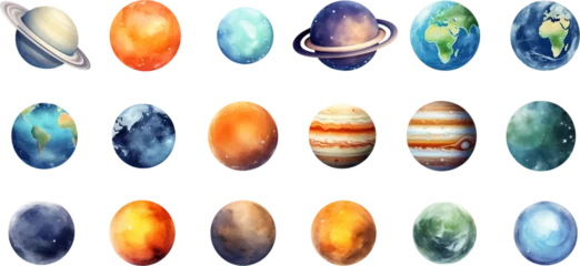Foto op Canvas planets set in the style of photo-realistic compositions, rtx on, realistic watercolor paintings, lightbox, saturno butto, transcendent © EnelEva