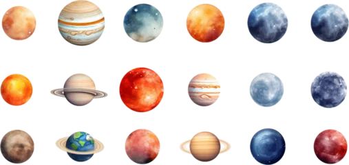 Foto op Canvas planets set in the style of photo-realistic compositions, rtx on, realistic watercolor paintings, lightbox, saturno butto, transcendent © EnelEva