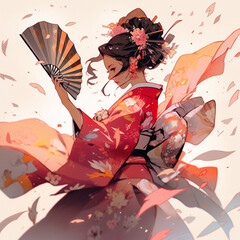Generative ai. Geisha dance.