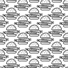 monochrome linear abstract vege vegan seamless pattern with doodle elements isolated on white background for web and print - 616078877