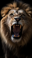 portrait of a Roaring lion,closeup