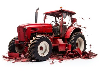 Obraz premium Disabled old tractor on white background Generative AI