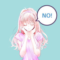 NOの返事をする女性