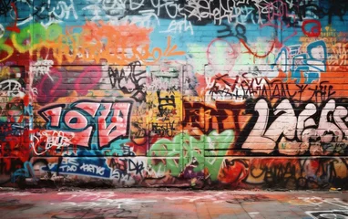 Photo sur Plexiglas Graffiti a photo of backdrop graffiti wall texture, with road , f:16.0 ,